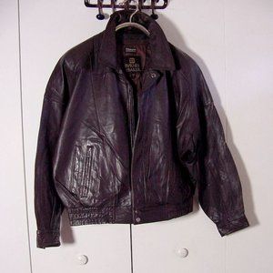 Vtg Byrnes & Baker Distress Brown Leather Jacket Sz L